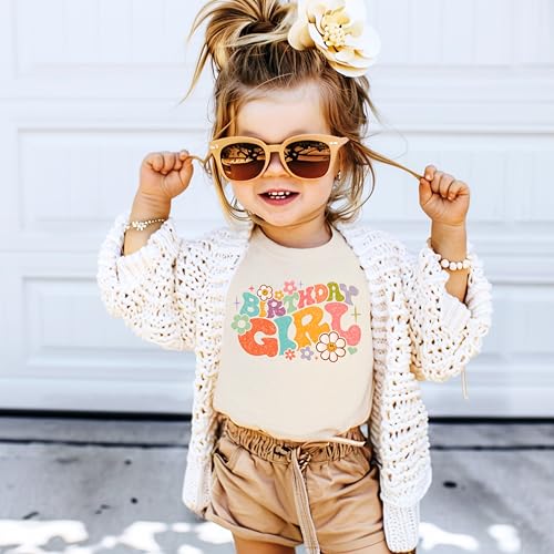 Birthday Girl Groovy Flowers Shirt for All-Ages Birthday Outfit for Baby and Toddler Youth Girls2