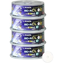 100 Pack Ridata Blu-ray BD-R DL Dual Layer 6X 50GB White Inkjet Hub Printable Recordable Blank Media Disc with Spindle Packing