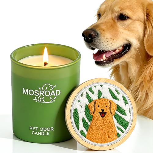 Pet Odor Eliminator Candle – Lavender & Green Tea, 60-Hour Long Burn Time, Plant Based Pet Safe Soy Wax Candles for Home Scented, Cat & Dog Friendly Odor Eliminating Candle Gift