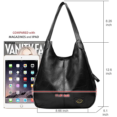 IHAYNER I Soft Vegan Leather Bags Large Capacity Handbag Multiple Pocket Tote Work Bag Shoulder Bags for Women - Image 4