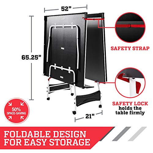 Table Tennis Table Espn Ping Pong Net And Post Set With Paddles And Balls Mid-Size Indoor Folding Portable Compact Storage, Ideal For Limited Recreational Area #TOP5