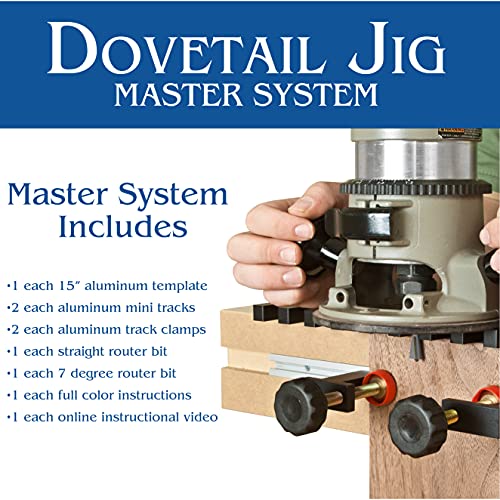 Peachtree Woodworking Supply Peachtree Dovetail Jig Master System with Two Anodized Aluminum Tracks, Two Clamps, One Flush Trim Router Bit, One Dovetail Router Bit and Extendable Aluminum Jig Template