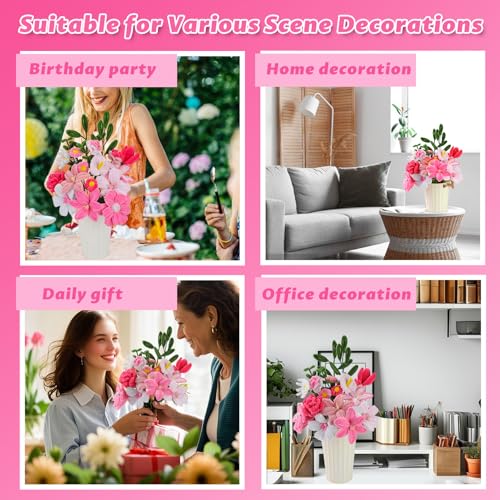 ZXIIXZ 550 Pcs Pink Pipe Cleaners Craft, 7 Colors Pipe Cleaners Craft Flower Kit, Chenille Stems Pipe Cleaner Bulk with Tutorial, Flowers DIY Craft Supplies for Festivals Decorations - Image 7