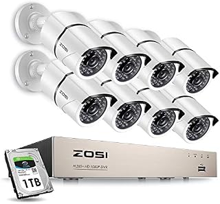 ZOSI 8CH 1080P Security Camera System Outdoor with 1TB Hard Drive,H.265+ 8Channel 1080P