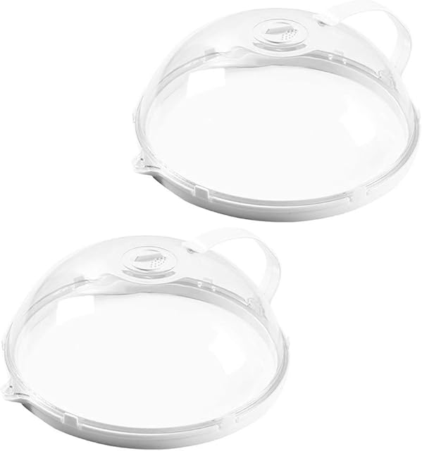 apofly Microwave Splatter Guard Glass Microwave Plate Food Cover Magnetic Microwave Guard Lid with Steam Vents Handle Transparent 2pcs