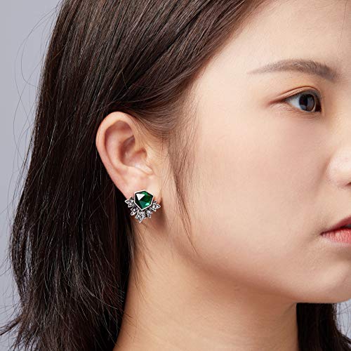 Zealmer Women Rhinestone Green Stud Earrings #TOP1