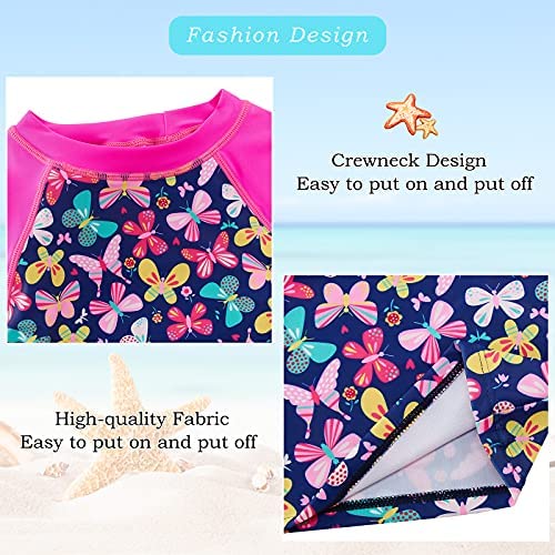 Bathing Suit For Girls 7-8 Years Butterfly Rash Guard Swimsuit Pool Beach Water Park Swimwear Rose Red #TOP5