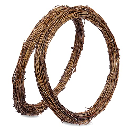 Grapevine Wreath Set, Marrywindix 2 Pieces Natural Vine Branch Wreath