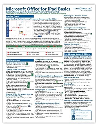 Microsoft Office for iPad Basics Quick Reference Training Tutorial ...