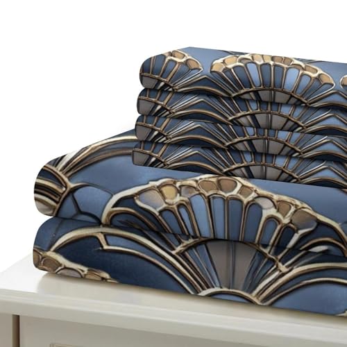 Parure Housse de Couette 2 Taies Éclair Lit Simple Art Déco