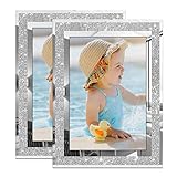 DGWYZCGY 5x7 Picture Frame, Glitter Glass Photo Frame Set of 2, Glass 5 x 7 Picture Frames for Table