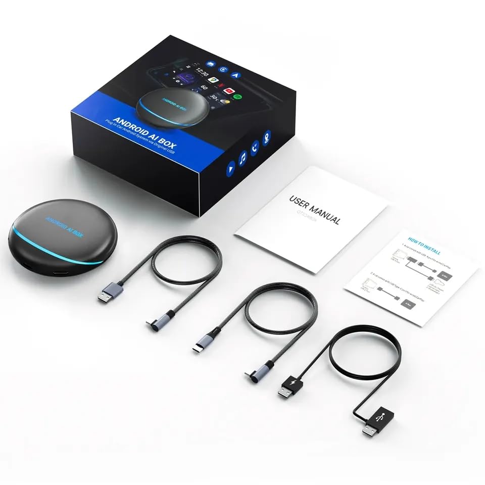 VIEREX Carplay Ai Box Android TV Box 8GB Ram 128GB Memory With HDMI Output For Rear Screen SIM Card Support Wireless Carplay Android Auto Support IPTV YouTube Netflix Google Playstore