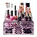Ikee Design Purple Color Diamond Pattern Jewelry & Cosmetic Storage Display Boxes Two Pieces Set, Cosmetic Jewelry Organizer Makeup Holder, Cosmetic Holder, Cosmetic Organizer for Vanity