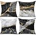 Ohok Set di 4 federe decorative per cuscini, in poliestere e lino, con chiusura lampo nascosta, set di federe decorative per camera da letto, soggiorno, divano, auto (50 x 50 cm, marmo nero)