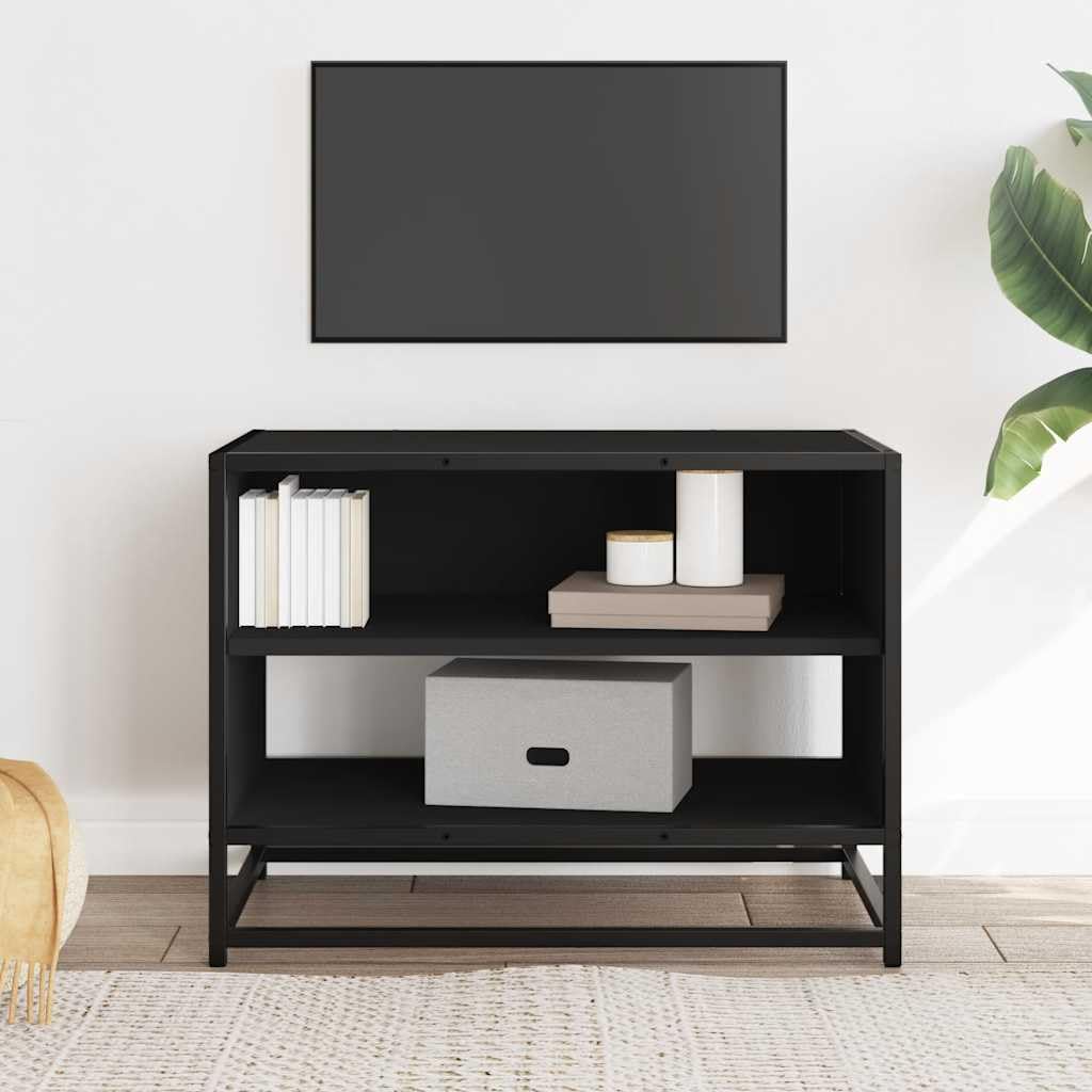 vidaXL Mueble de TV Madera de ingeniería y Metal Negro 61x40x46 cm