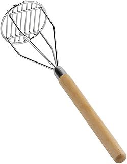 OCS Parts Pro Chef Series 18-Inch Round Potato Masher with Wood Handle | Heavy Duty Chrome Plated Food and Potato Masher for Home and Commercial Kitchens