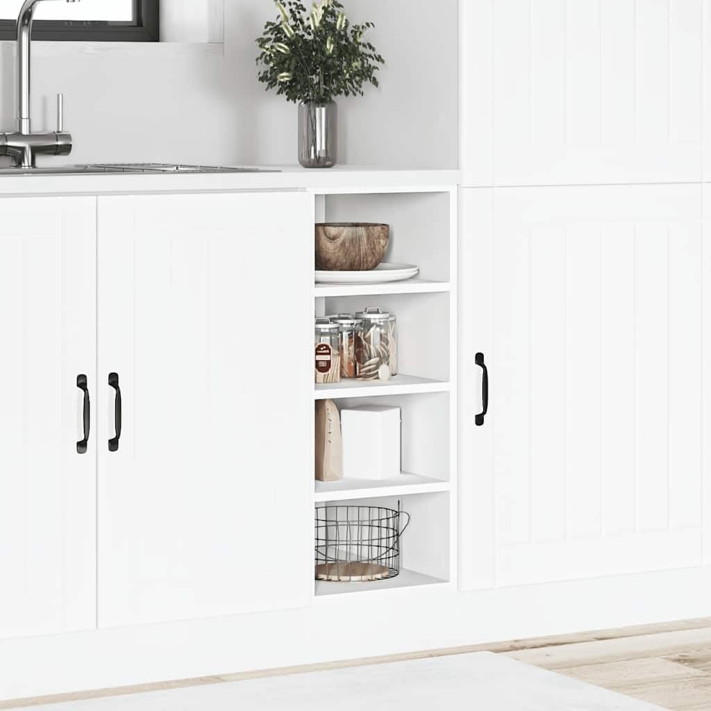 Mobiletto da cucina Riga, bianco, 30 x 44,5 x 81,5 cm, in legno resistente, con piedini regolabili, salvaspazio, per piccole cucine, corridoio, bagno