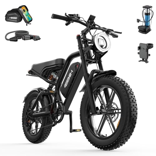 HiKeep Electric Bike for Adults - 1500W Peak Motor, 48V15.6Ah Battery, 28MPH Fat Tire Ebike with Dual Suspension, 20 × 4.0 Inch All-Terrain Tires, Dual Mechanical Disc Brake, Safety Tested to UL 2849