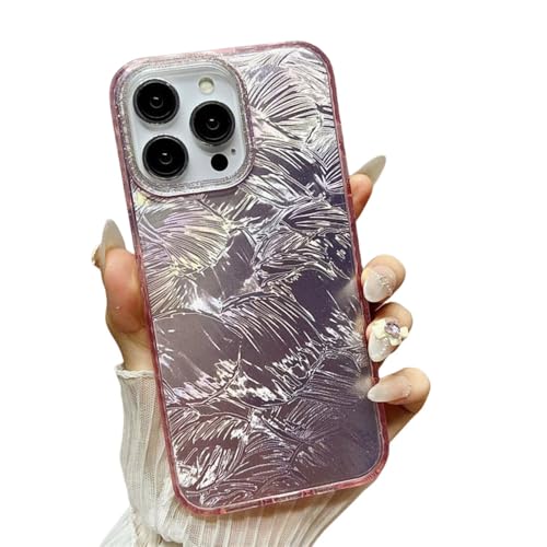 Coque iPhone 12Pro Max motif feuille de pin scintillante style personnalisé