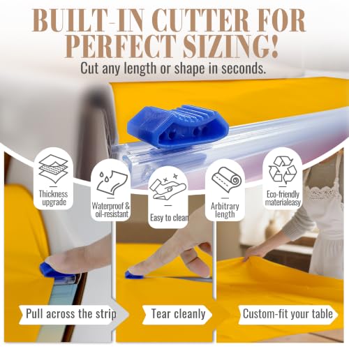 Image of Plastic Table Cloth Disposable, 54In X 300F Table Cover Roll Waterproof