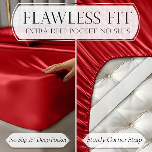 Image of DECOLURE Satin Sheets Twin Size | Softer Than Silk | Luxury 3 Pc Bed Set