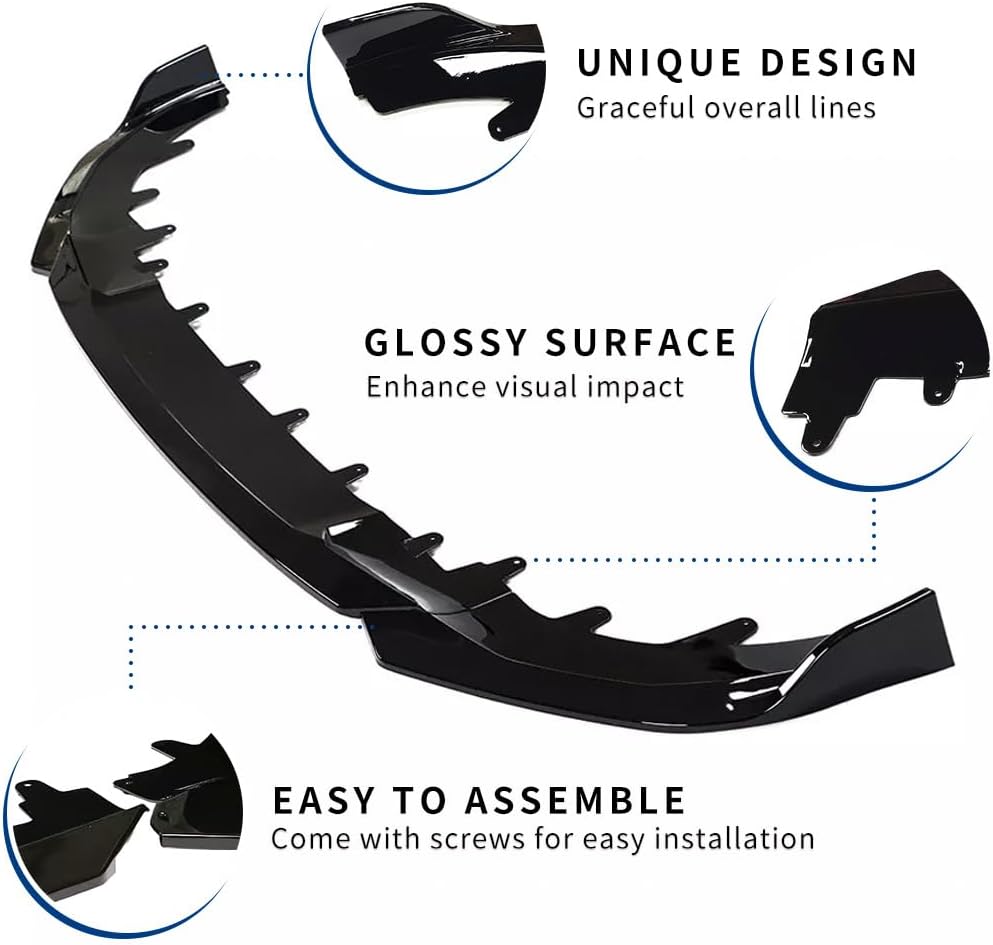 Front Lip Compatible with 2-Series 2022-2025 G42 Coupe M-Sport Model ABS Bumper Air Splitter (Gloss Black, G42)