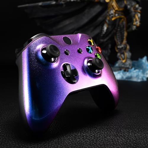 Image of eXtremeRate Purple and Blue Chameleon Front Housing Shell Faceplate for Xbox One X S Controller Model 1708 - Controller NOT Included