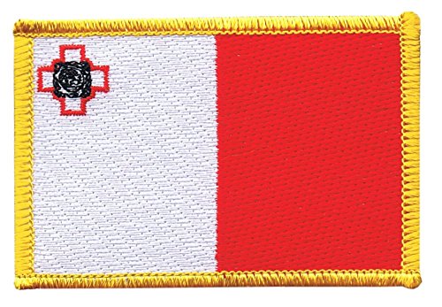 Flaggenfritze® Aufnäher Flagge Malta – 5,5 x 8,5 cm – hochwertiger Patch zum Aufbügeln oder Aufnähen – besticktes Abzeichen + gratis Sticker