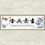 Style chinois Bonne chance avec votre entreprise, l’entreprise est en plein essor Poster Toile Peinture Art Mur Impressions pour Décor de magasin 40x120cm Cadre intérieur