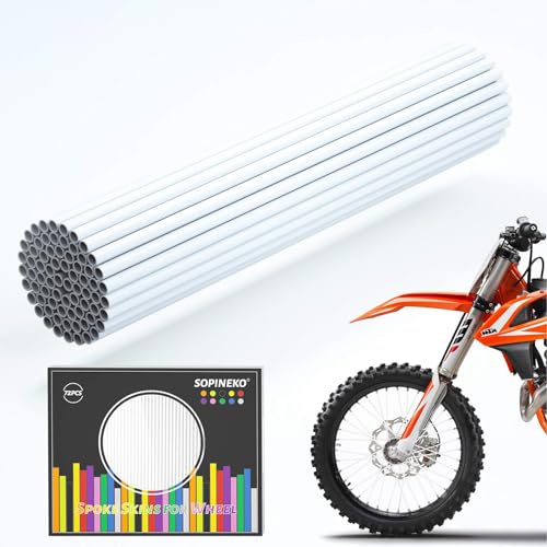 Image of 72Pcs Spoke Skins Covers Spoke Wraps Wheel Decoration for Motorcycle Bicycle Dirt Bike Wheelchair(White)