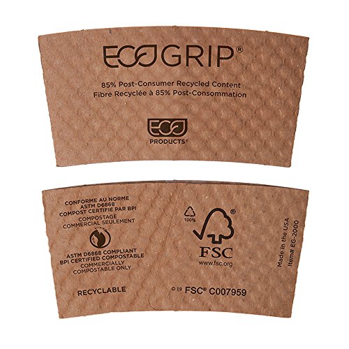 Eco-Products Ecogrip Compostable Hot Cup Sleeves, Brown, Case Of 1300 (Eg-2000), 3.5 Inches #TOP23