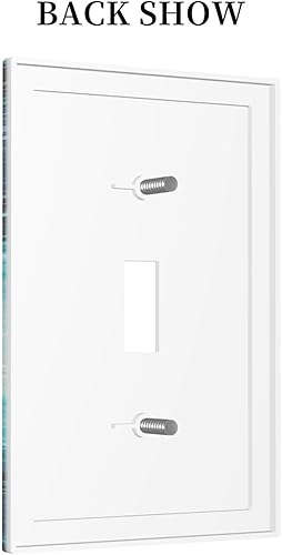 Miniatura 459 de Vista de ventana, isla tropical, playa, palmeras, cielo soleado, cubierta de interruptor de luz de palanca individual, placa decorativa de pared