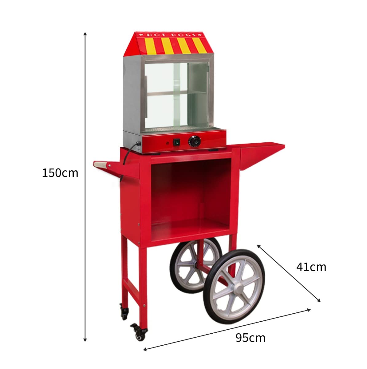 KuKoo - Macchina a Vapore per Hot Dog in Acciaio Inossidabile con Carrello per Feste, Eventi, Festival, Fast-Food, Takeaway e Bar