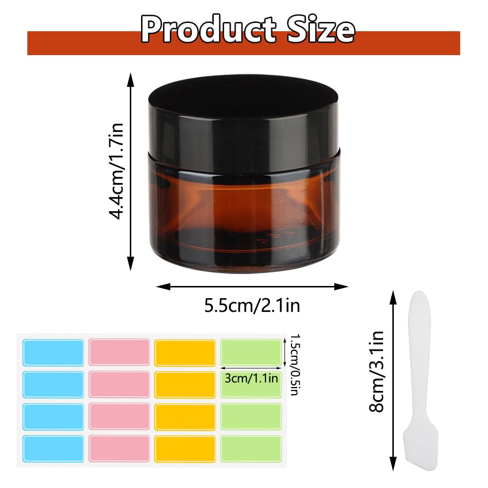 6 Pezzi Vasetto per Crema in Vetro 50 ml Barattoli di Vetro Ambrato Contenitore Crema Contenitori Cosmetici Contenitori Creme da Viaggio Barattoli per Crema per Cosmetici, Lozioni, Oli Essenziali