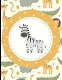 Multipurpose Wide Ruled Paper Notebook - Composition - Journal - Ledger: Animal African Safari Adventures Zebra Notebook with Giraffe, Hippopotamus, ... sheets) Wide Ruled Lined Paper. Glossy Cover.