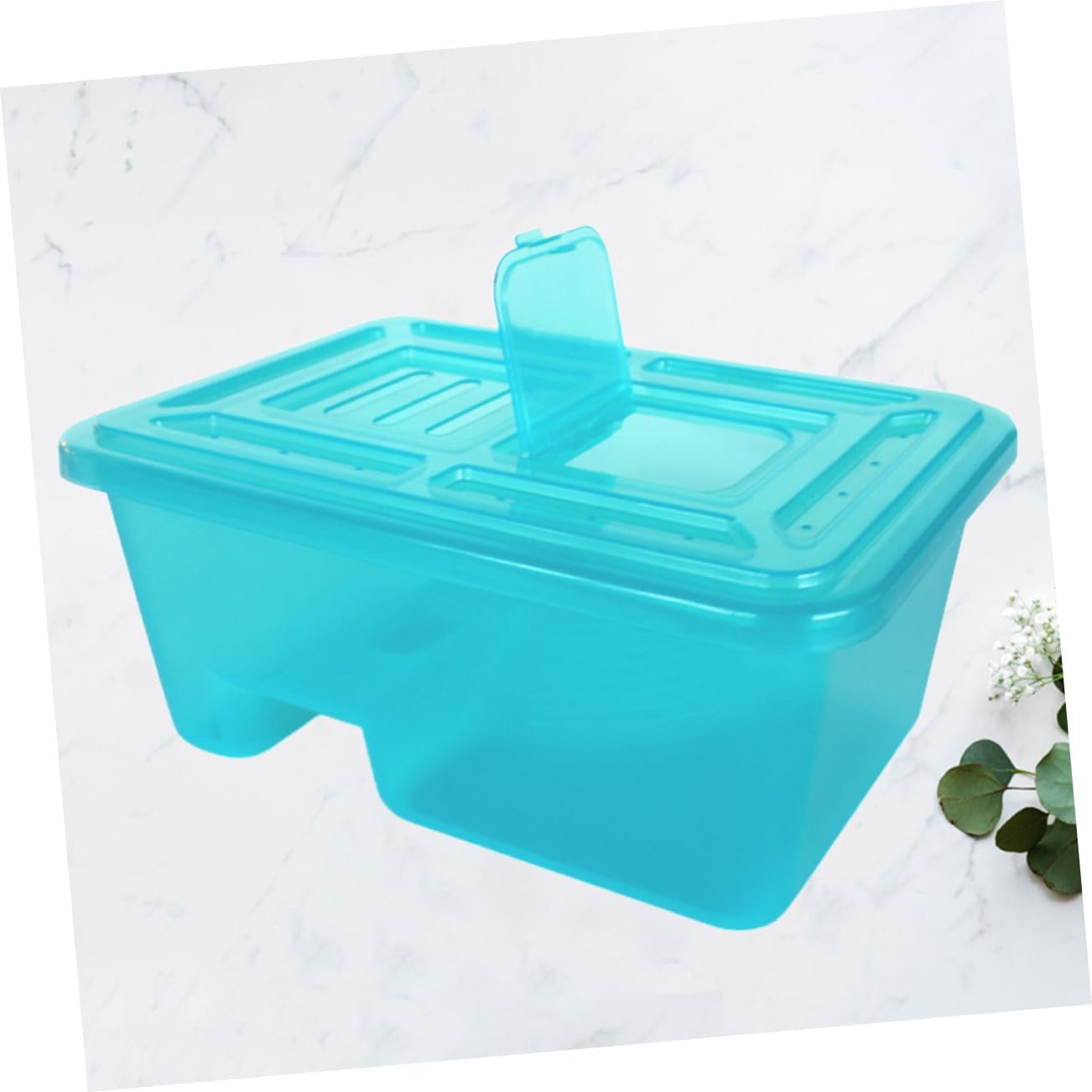 Tortoise Habitat Tank Lid Plastic Climbing Turtle Aquarium for Water Turtles Sky-Blue Portable Feeding Cylinder for Office Decoration
