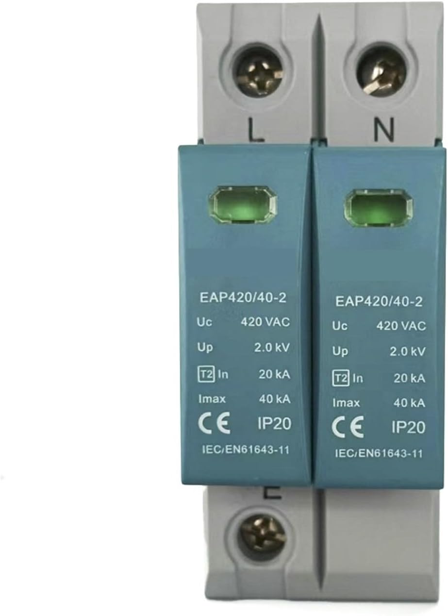 2P Surge Protector 20KA-40KA, AC75V-AC420V House 220V, Arrester T2,Din Rail Installation(AC 320)