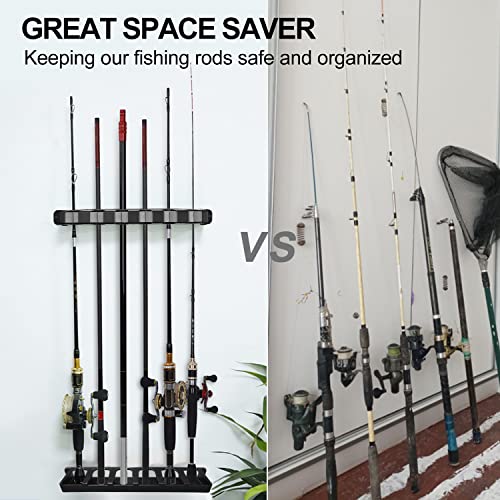 TUEHUTDE Fishing Rod Holders,Vertical Fishing Pole Holders Fishing Rod Rack Wall Mount Fishing Pole Rack Rod Storage Racks for Garage Room, Boats,Ceiling, RV - Store 6 Fishing Rods or Combos,1 Pair - Image 6