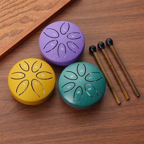 Regentrommel für Garten,Chakra-Trommel,3 Zoll 6 Tone Steel Tongue Drum,Rain Drum Outdoor,wasserdichte Trommel-Regenglocke,Chakra Drum Regen Steel Tongue Drum(Black)