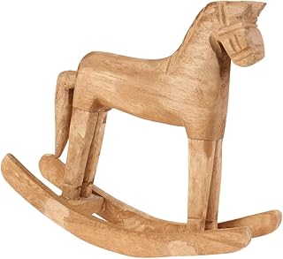 DOITOOL Wooden Rocking Horse Table Decoration 7 Inch Mini Wooden Rocking Horse Figurine for Desktop Craft Ornament Bookshelf Home Decor