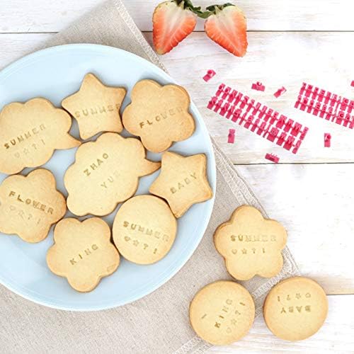 QINREN Alphabet Cookie Stamp Set, 150pcs Alphabet Number Letter Punctuation Stamps DIY Mold Biscuit Fondant Cake Stamp Cake Letter Embosser Kit Fun Baking Supplies Suitable for Cookie, Cake, Fondant
