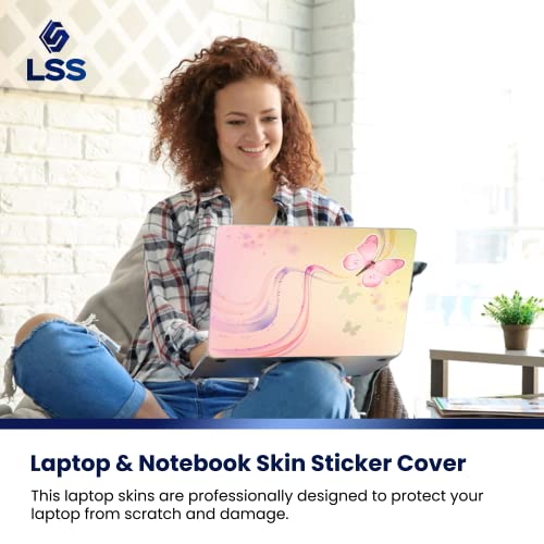 Image of LSS Laptop 15 15.6 Skin Cover with Colorful Pink Butterfly Pattern for HP Dell Lenovo Apple Asus Acer Compaq - Fits 13.3 inch 14 inch 15.6 inch 16 inch (2 Wrist Pads Free)