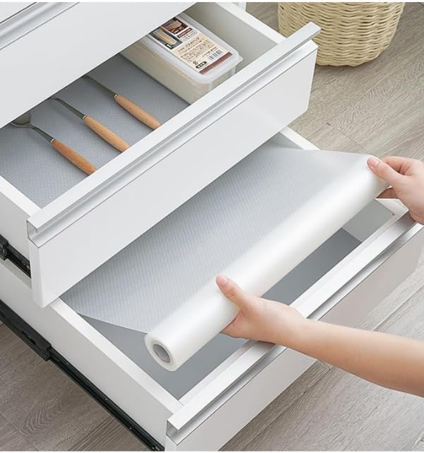 10 m×45 cm EVA Pıtırcık Raf ve Çekmece Örtüsü – Kesilebilir Şeffaf Silikon & EVA Kaymaz Mat, Mutfak Dolabı, Buzdolabı ve Çekmeceler için Koruyucu, Yıkanabilir Silinebilir