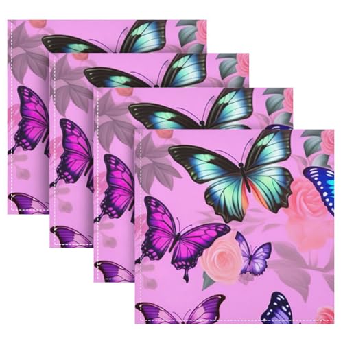 Servilletas de Tela Reutilizables Mariposa Rosa Pack x4 miniatura 5