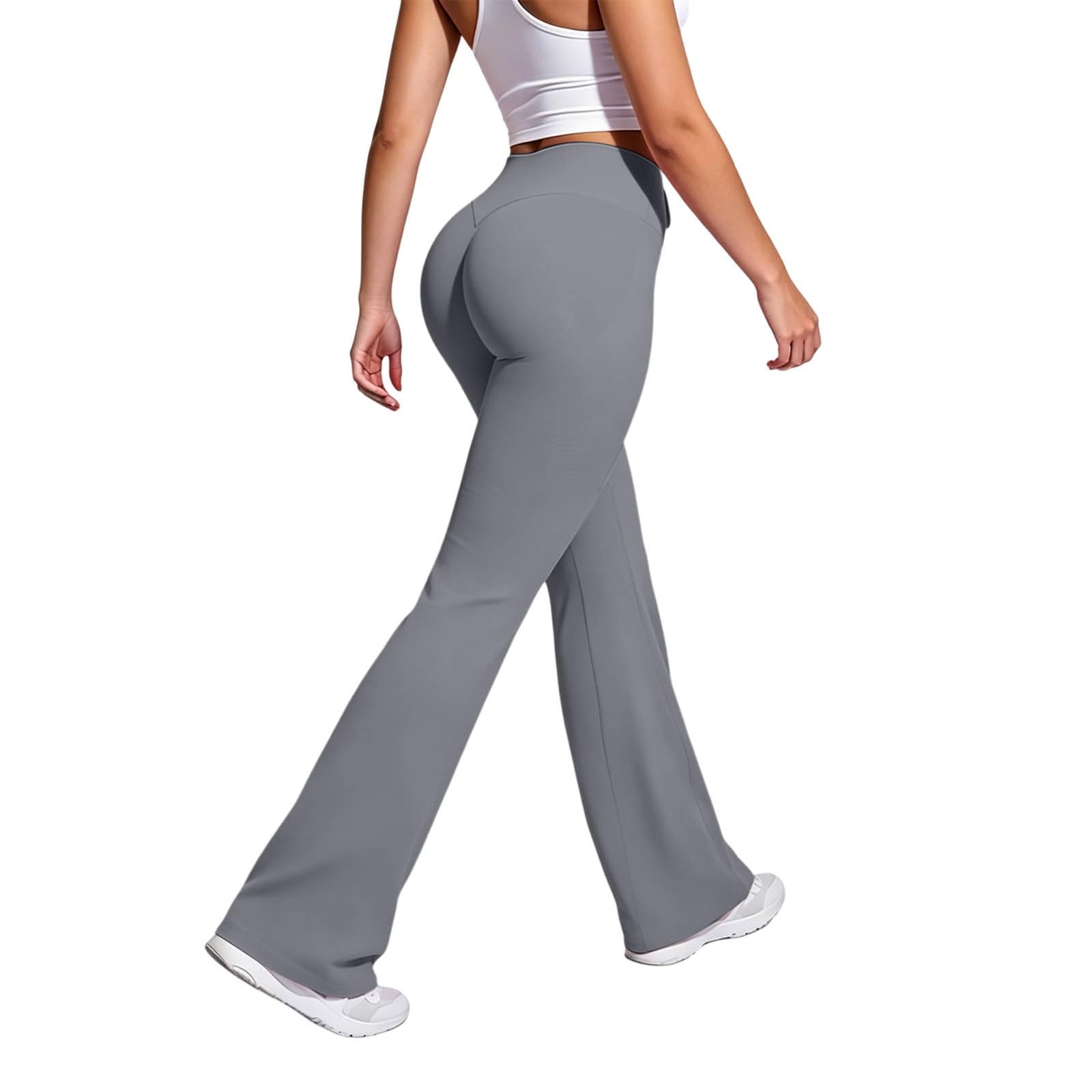 Damen Nahtlose Yogahose mit weitem Bein und hohem Bund, atmungsaktiv und dehnbar für Jogging und Training