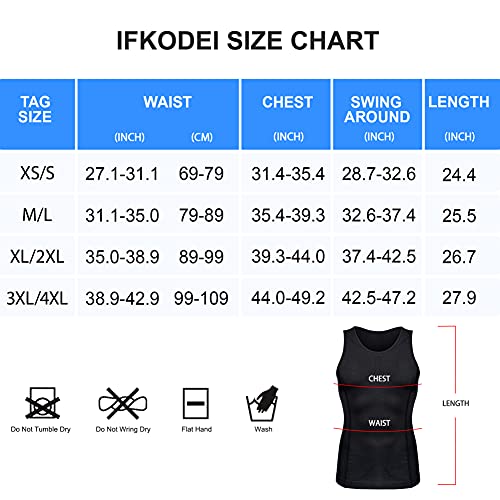 Ifkodei Mens Compression Shirts Slimming Body Shaper Workout Tank Top Vest Tummy Control Shapewear Sleeveless Undershirt (Black, M-L, M) #TOP6