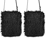 W WIDMANN MILANO Party Fashion – Plüsch Handtasche mit Felloptik, 80er Jahre Style, Kostüm- und Partyaccessoire für Karneval, Mottoparty (Packung mit 2)