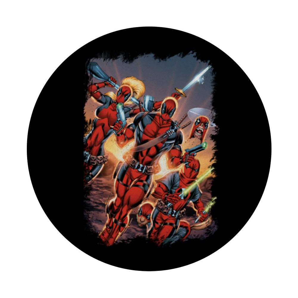 Marvel Deadpool Family Battle Charge Distressed Comic Art PopSockets PopGrip Intercambiabile