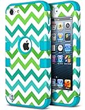 ULAK CPT5T_06 Colorful Series 3 in 1 Anti-Slip Soft Silicone Hybrid Dust Scratch Shock Resistance Case for iPod touch 5 - Green Wave/Blue