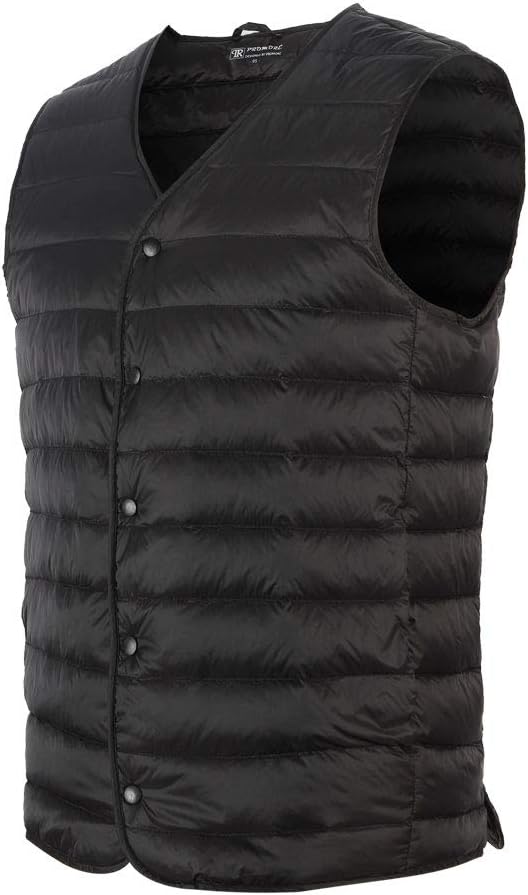 Promore Mens Winter Ultra Light Down Warm Waistcoat Packable Puffer Vest with Carry Pouch (Black, S)
